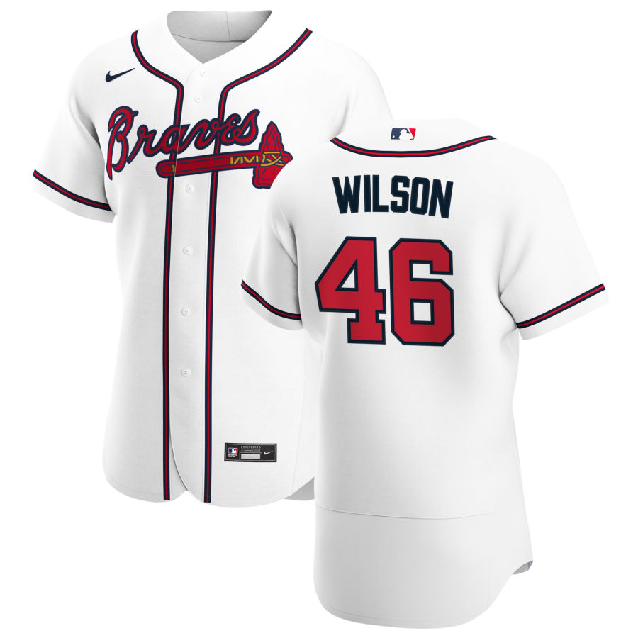 Atlanta Braves #46 Bryse Wilson Men Nike White Home 2020 Authentic Player MLB Jersey->atlanta braves->MLB Jersey